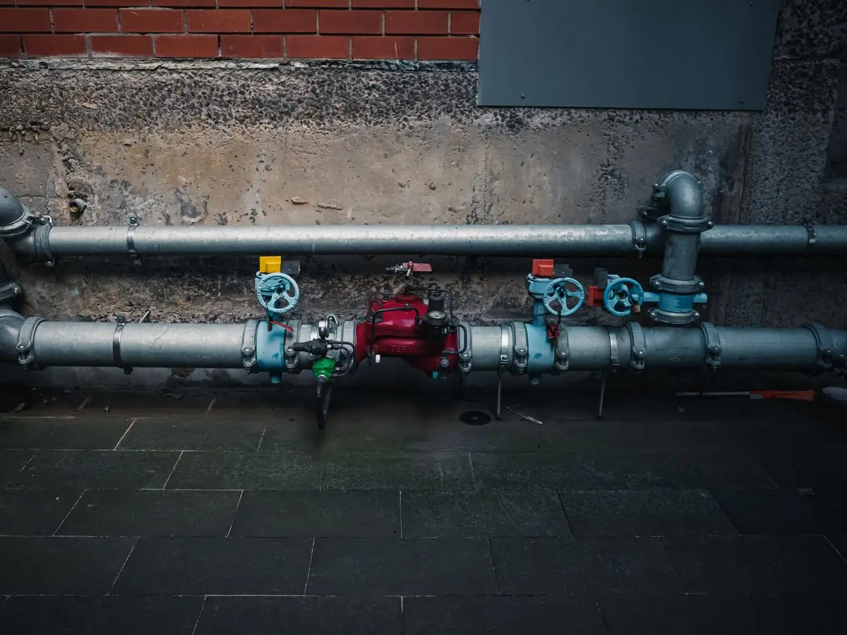 Valves and pipework in an industrial heating system